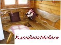 Элегантная мебель для бани из давних дощечек.